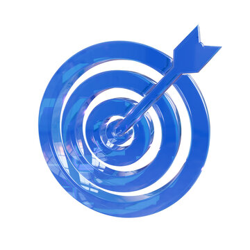 Target arrow 3d render bullseye icon goal accuracy aim focus success achievement marketing isolated transparent background