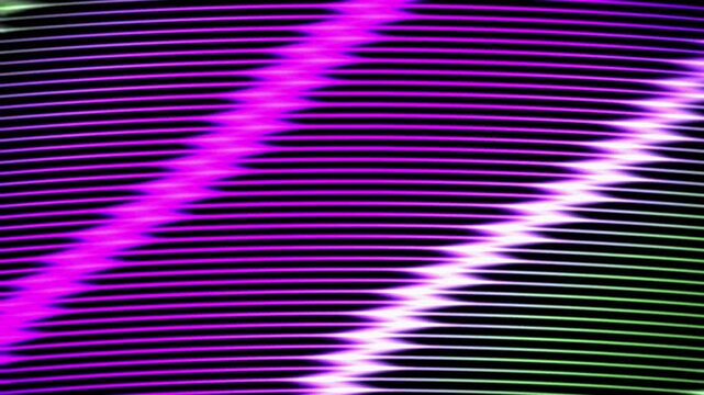 Horizontal glowing light bands crossing in abstract patterns with pink and green neon streaks dynamic lines pulse and intersect with of light