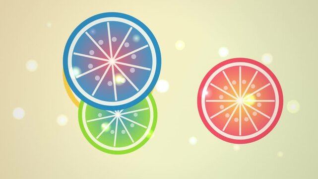 Citrus slices floating against a warm bokeh looping overlay background.