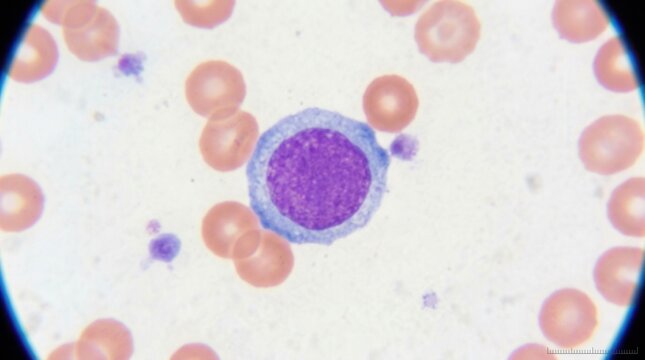 Microscopic View Of Blood Cell In Laboratory Science Research