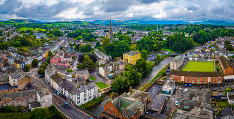 Cockermouth Town View with Historic Churches in Lake District Cumbria England © alexey_fedoren