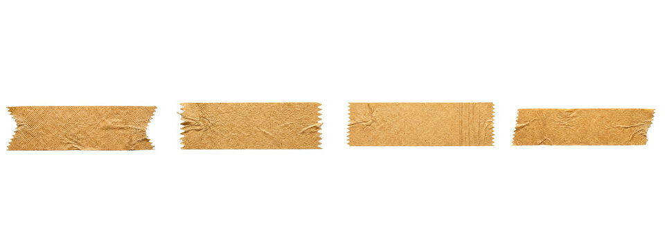 Brown masking tape strips set on transparent background