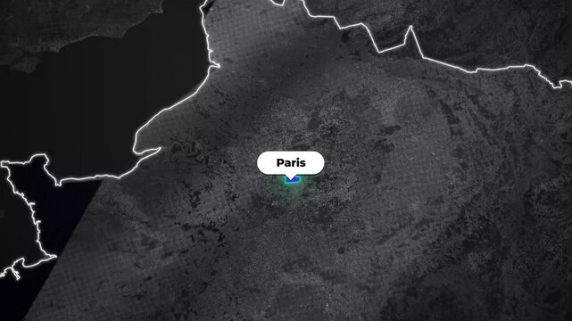 Paris Capital City Highlighted on France Flag Map Animation