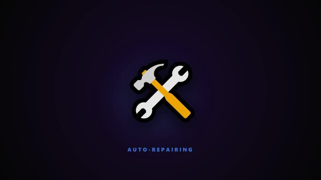 System Error and Auto Repair Animation with Tools Icon for Software Recovery, Troubleshooting Process, UI UX Interface, Computer Maintenance, Self Repair System and Digital Technology Concept