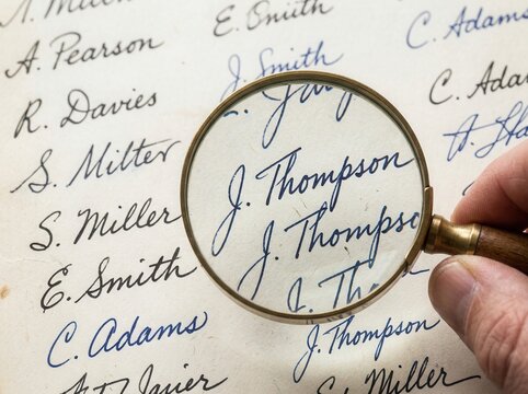 Examining Genealogical Records With A Magnifying Glass