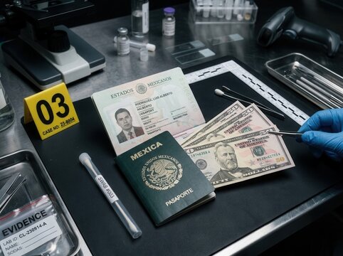 Crime Scene Investigation Passport Money Evidence Collection