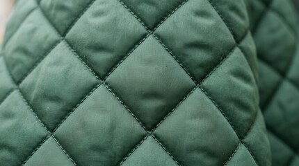 Obraz premium Close-up of Green Quilted Fabric with Diamond Pattern.
