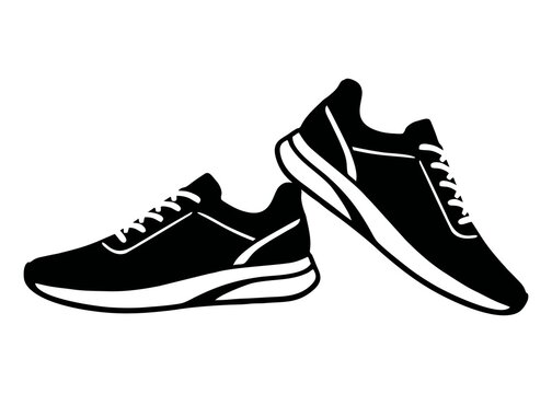 A pair of modern athletic running shoes