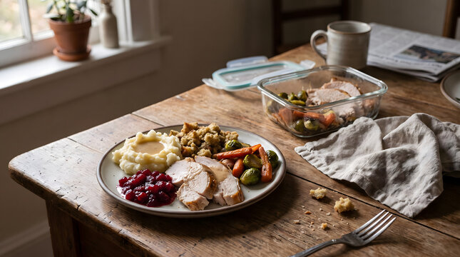 Thanksgiving side dishes with mashed potatoes stuffing cranberry sauce and vegetables