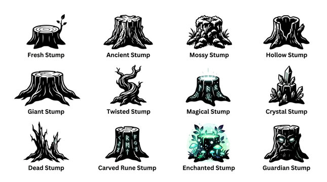 Collection of fantasy tree stumps.