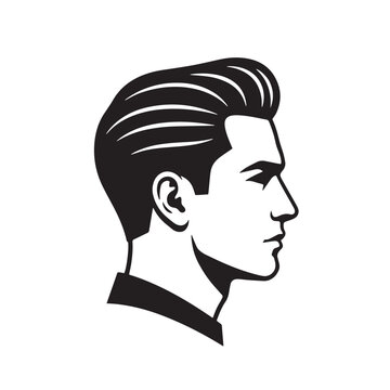 Stylized Men's Profile Silhouette with Classic Pompadour Hairstyle