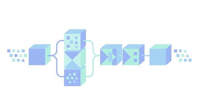 Abstract 3D Cube Data Process Flowchart
