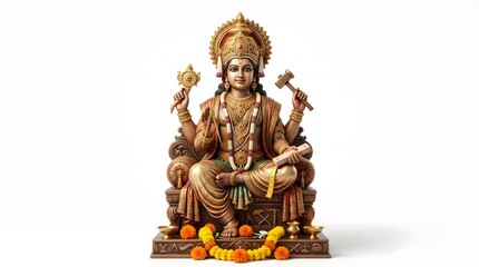Obraz premium Detailed Vishwakarma Puja Statue Symbolizing Hindu Craftsmanship Engineering and Traditional Artisanship