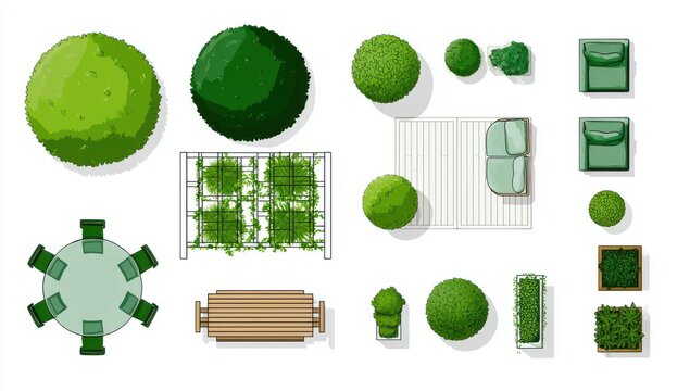 Bird's eye view showcasing diverse trees and garden features ideal for landscape architecture and thoughtful city development plans