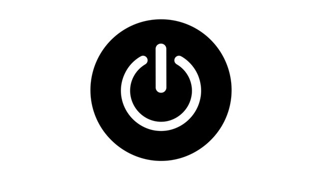 Power symbol icon on black circle for technology and control PNG Isolated on transparent background Vector