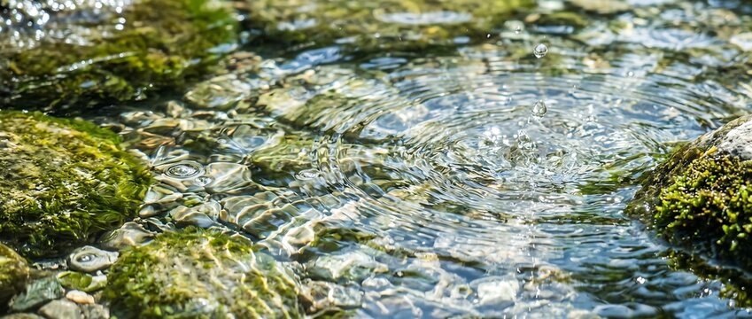 涼やかな透明水がきらめく背景