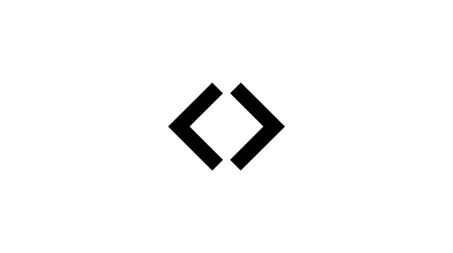 Black angle brackets symbol representing coding or programming PNG Isolated on transparent background Vector