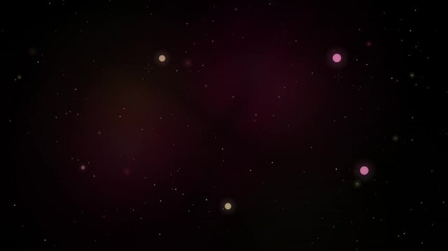 Glowing stars in a dark red nebula looping space background