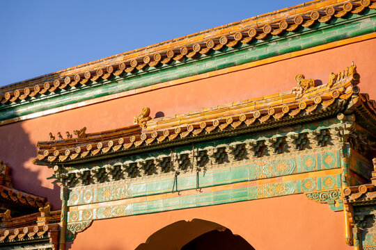 Traditional Chinese architecture detail of Forbidden City Palace Museum in Beijing, China