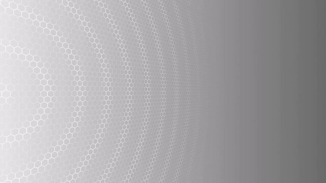 A white and gray hexagonal pattern featuring a concentric ripple effect and an elegant 3D perspective.