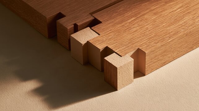 Interlocking wooden finger joints reveal precise craftsmanship in warm close detail