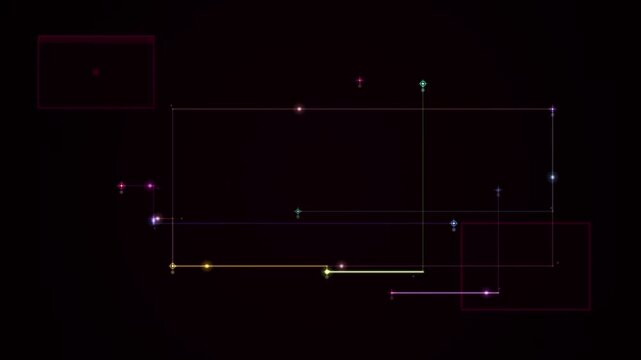 Neon network lines and glowing nodes create a futuristic technology background.