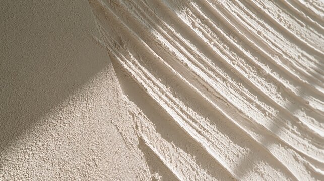 Curved trowel marks create a tactile pattern across a softly lit plaster wall