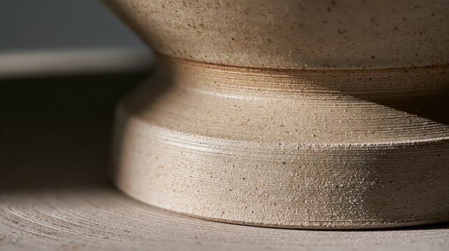 An unglazed ceramic foot ring reveals earthy clay texture and pottery craftsmanship