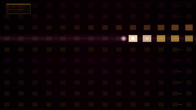 Glowing geometric grid pattern with bright neon magenta pixels forming a seamless background loop