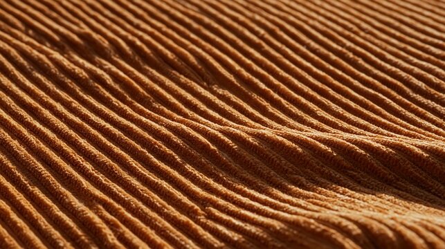 Warm brown corduroy forms a soft ribbed textile landscape