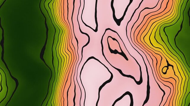 Abstract topographic lines moving with color gradient