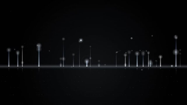 Glowing light particles form a seamless looping background overlay on a dark surface.