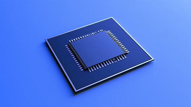 Mini PC with computer chip on desk, technology and compact computing concept