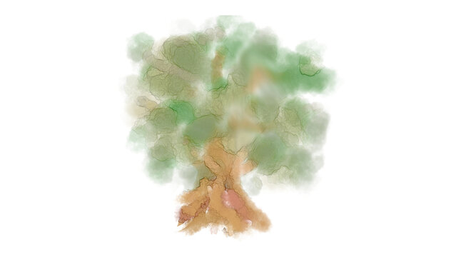 水彩風手書きの秋の木　
