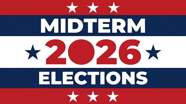 Midterm 2026 Elections Graphic With American Patriotic Red White And Blue
