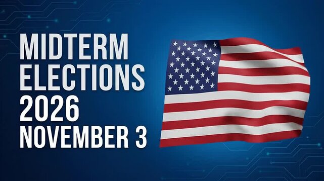 Midterm Elections 2026 November 3 United States flag waving motion background
