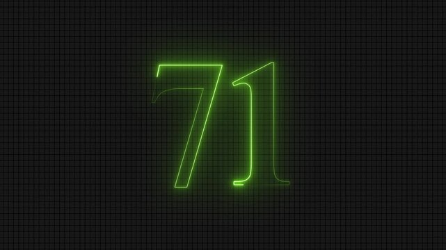 Neon green number eleven sign with grid background