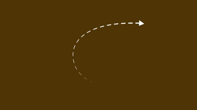 White curved arrow pointing upwards on brown background