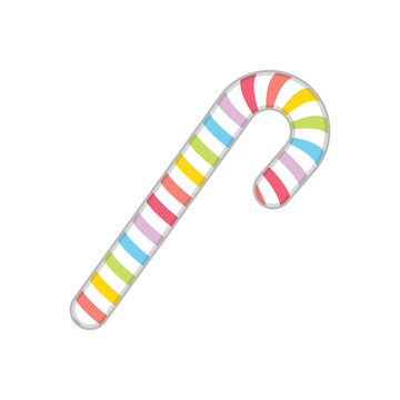 Colorful Striped Candy Cane Lollipop Vector Illustration