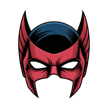 Vibrant red devil mask with horns and menacing gaze
