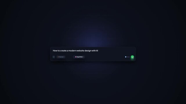 Animated AI chat prompt input box with dropdown selection. search UI text field animation. AI tool prompt area template. DeepThink prompt selection overlay. Software user interface