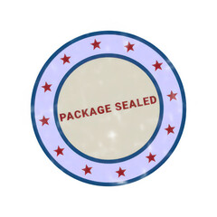 Fototapeta premium Round badge with package delivery text and mail icons isolated on transparent background