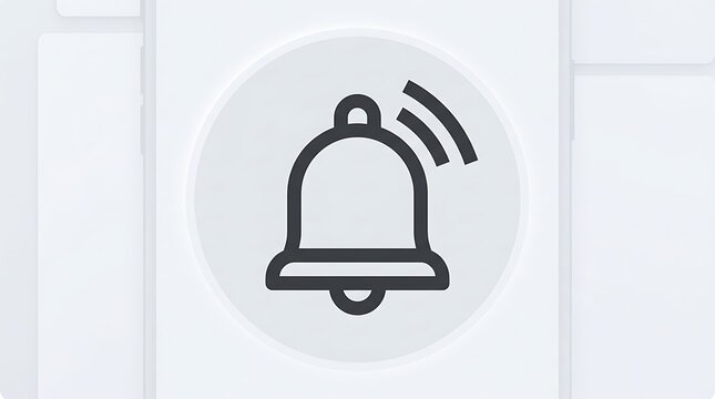 Notification bell icon with sound waves for website user interface and mobile application illustration