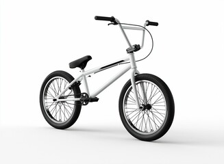 Fototapeta premium White BMX bicycle standing isolated on white background
