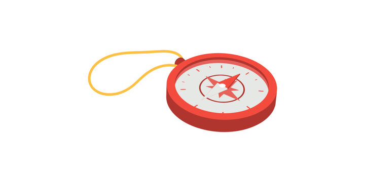 Red compass tool with a yellow string for adventure and travel navigation