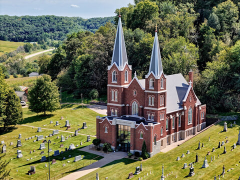 St John's Lutheran Church Rural Midwest Countryside Landmark Near Bellevue, Iowa
