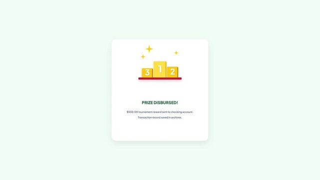 Leaderboard Payout Ready Top 3 Tournament Prize Transfer Button UI Card Motion Graphic Animation