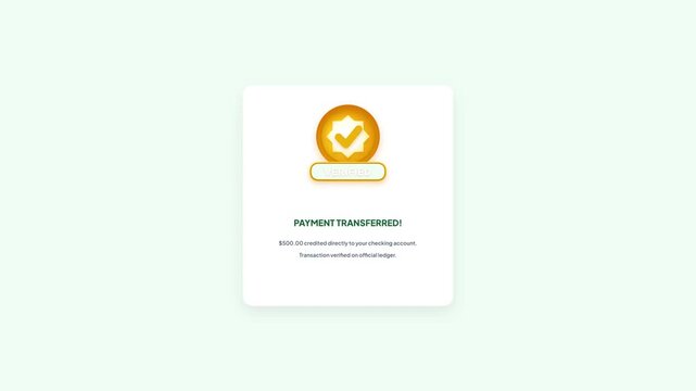 Payment Verified Success Notification UI Animation Card for FinTech Banking App Interface Design