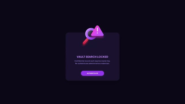 Vault Search Locked UI Alert Card 3D Animated Magnifier Warning Icon 1080p