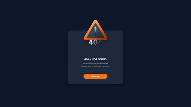 404 Not Found Server Error Dark Mode Popup Window Motion Graphic Animation